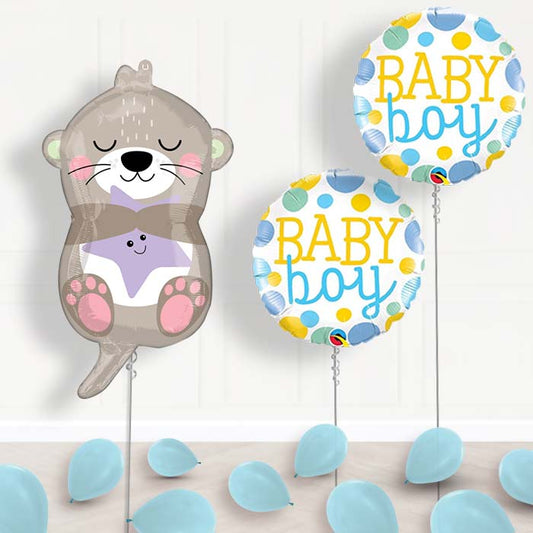 Adorable Otter Baby Boy Balloon Package Delivered