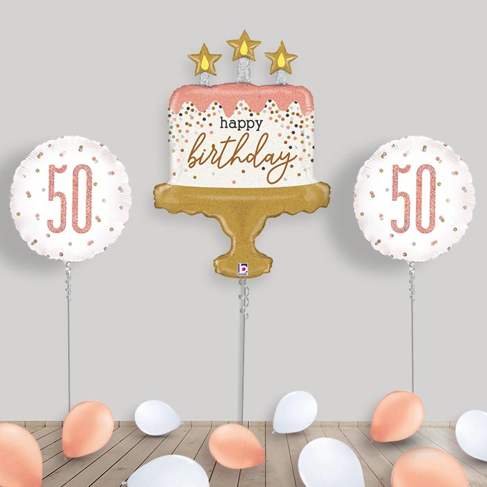 Rose Gold 50th Balloon Display