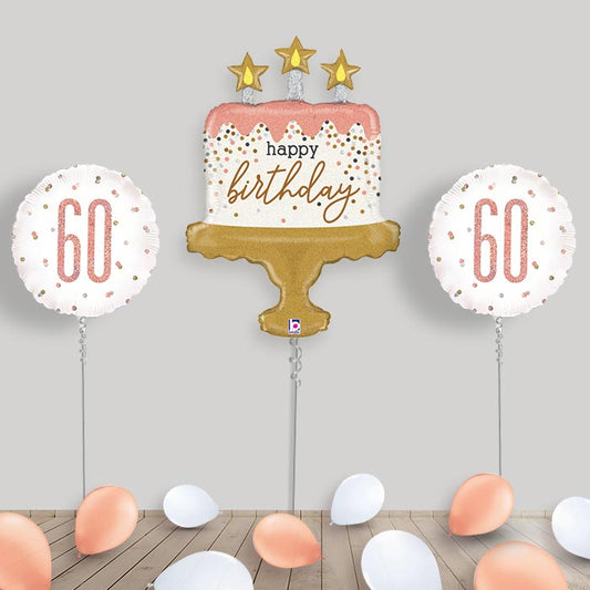 Rose Gold 60th Birthday Balloon Display