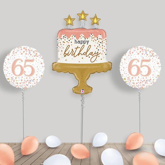 Rose Gold 65th Birthday Balloon Display