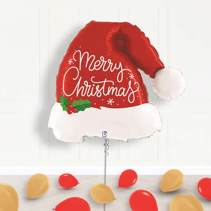 Santa Hat & Reindeer Merry Christmas Balloon Display Delivered