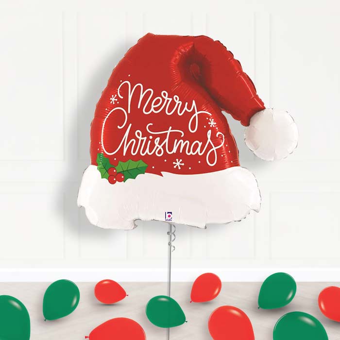 Traditional Santa Hat Merry Christmas Helium Balloon Package