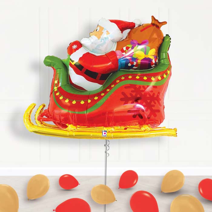 Santa Sleigh & Reindeer Merry Christmas Balloon Display Delivered