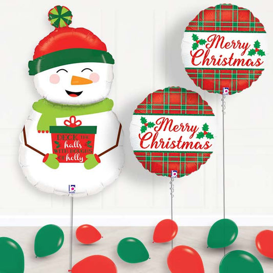 Traditional Snowman Merry Christmas Helium Balloon Package