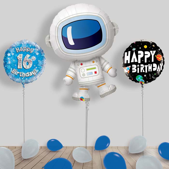Astronaut with Planet Balloons Package Delivered Inflated