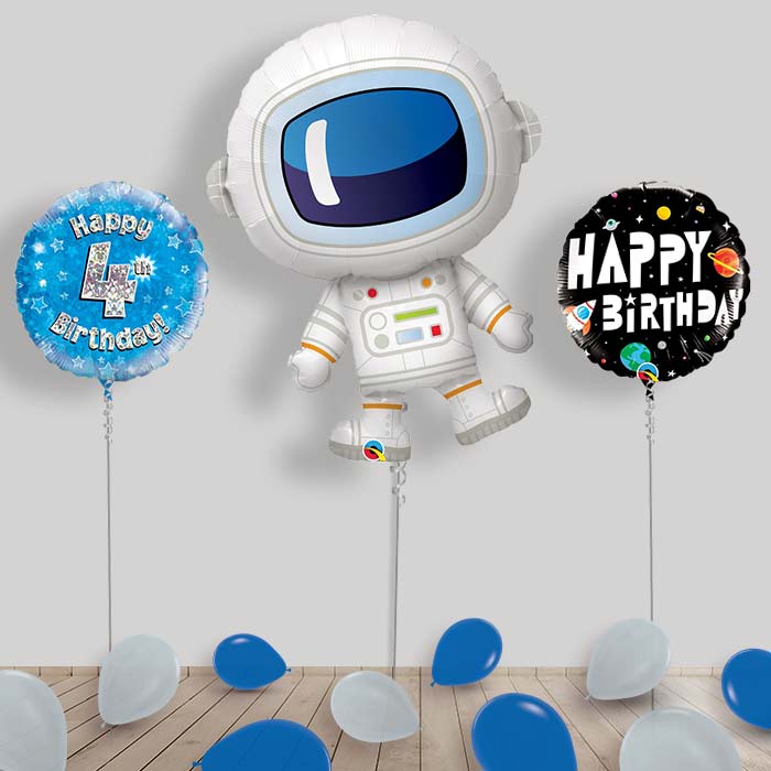 Astronaut with Planet Balloons Package Delivered Inflated