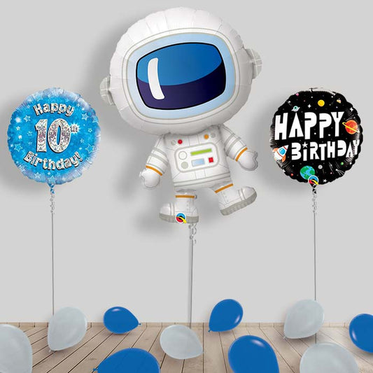 Astronaut with Planet Balloons Package Delivered Inflated