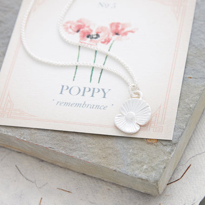 Poppy Flower Personalised Silver Charm