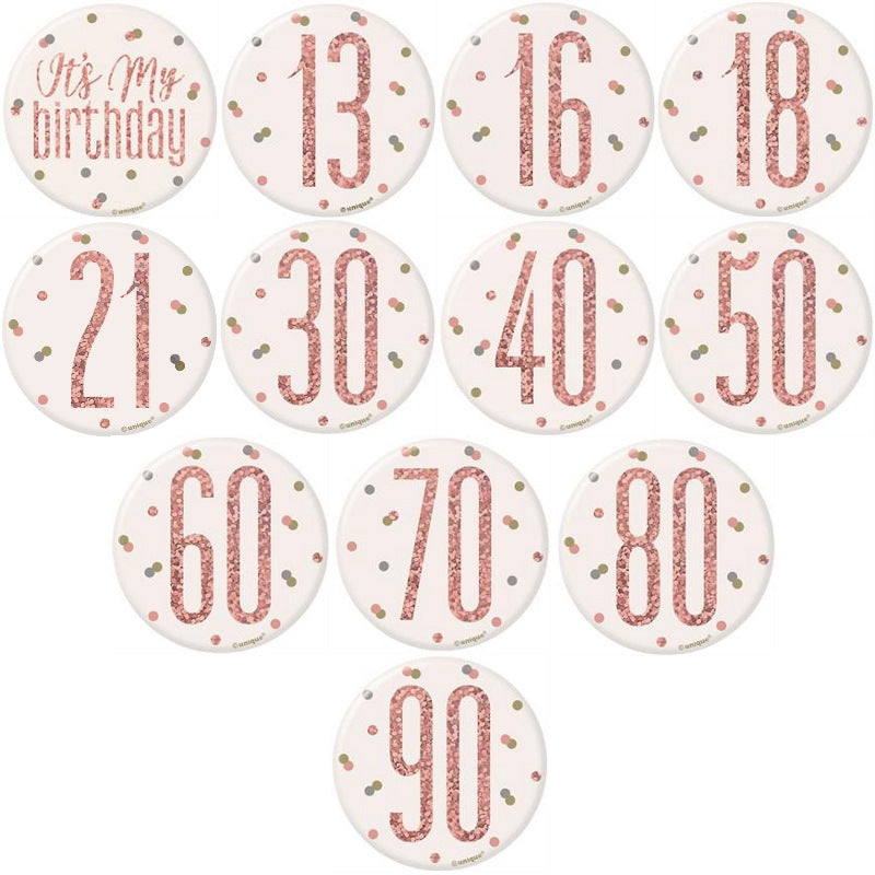 Rose Gold Birthday & Age Milestone Badges