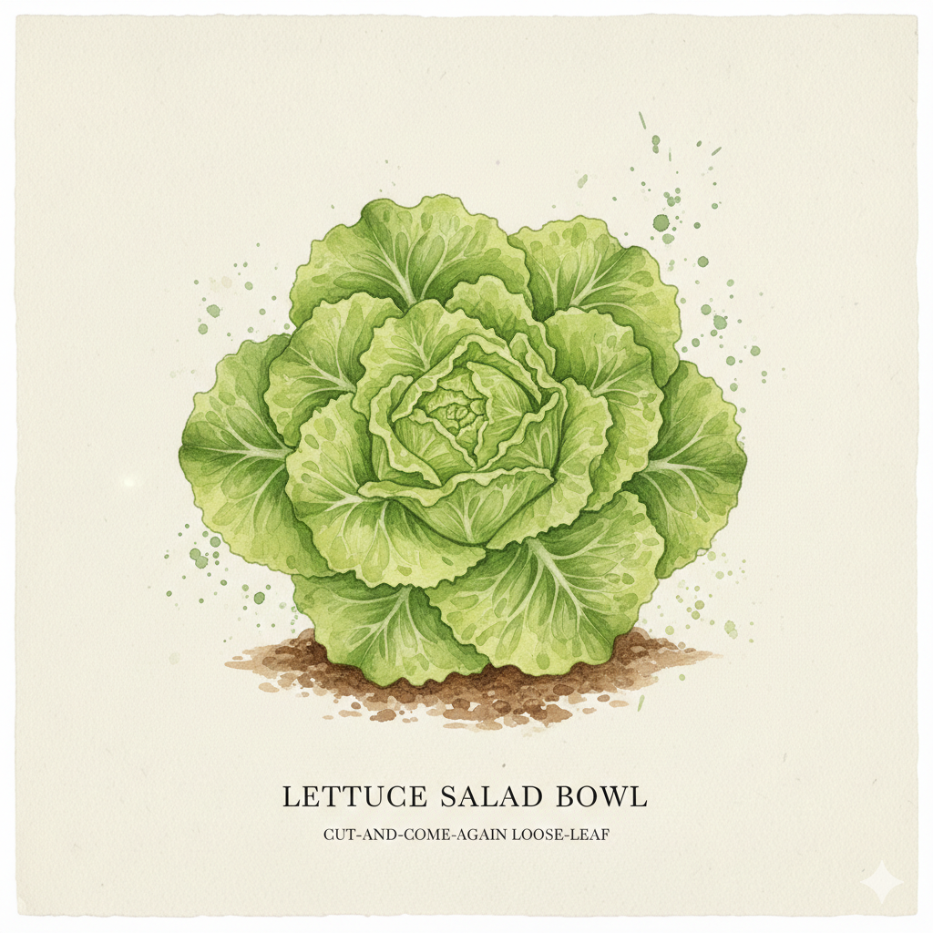 Lettuce Seeds Salad Bowl - Green Leaf 'Pick & Come Again' (1,000 Seeds) for Endless Freshness