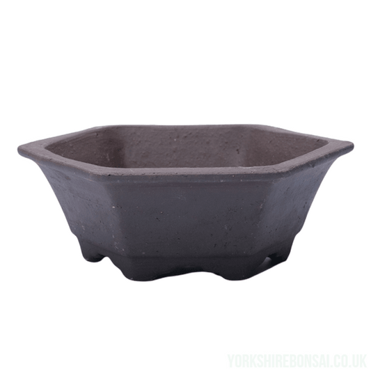 Grey Unglazed Bonsai Pot Hexagonal 18cm x 18cm x 5cm