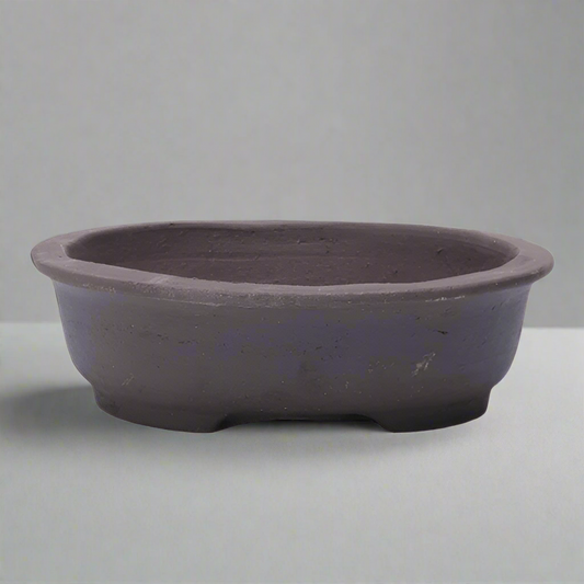 Grey Unglazed Bonsai Pot Oval 18cm x 16cm x 4cm
