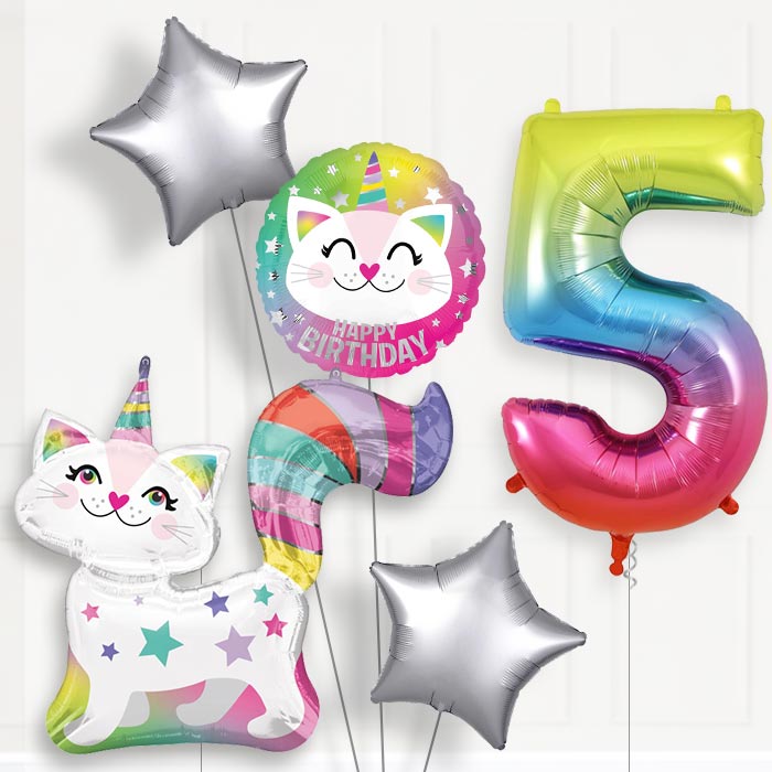 Caticorn Birthday Balloon Package Choose Your Number