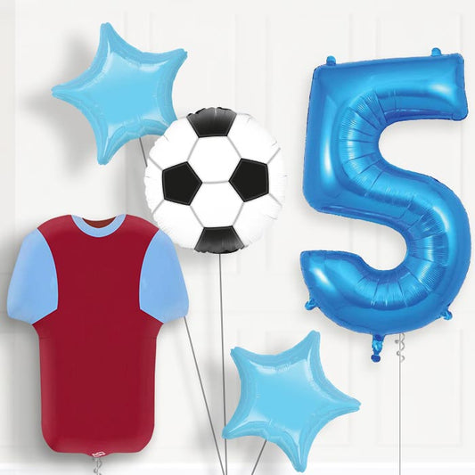 Claret and Blue Football Shirt Birthday Package Choose Your Number