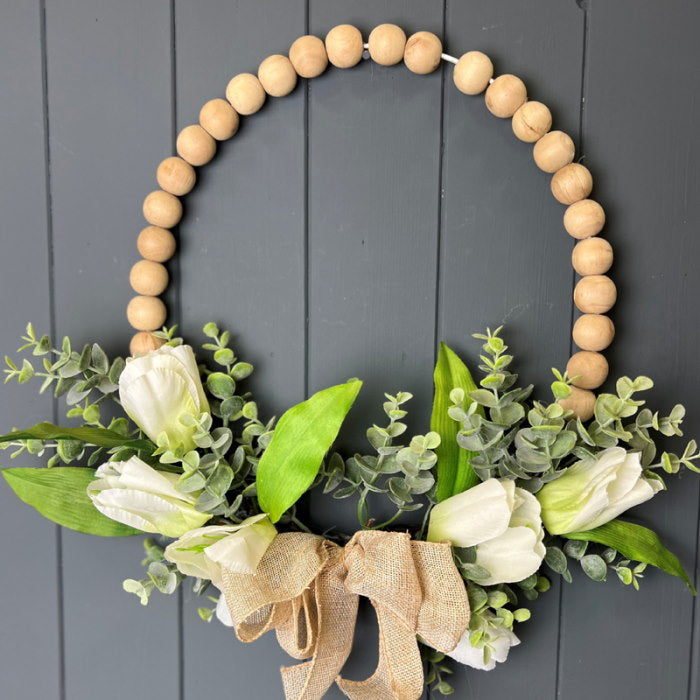 White Tulip Door Wreath Wedding (44cm)