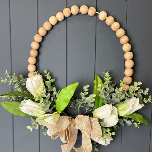 White Tulip Door Wreath Wedding (44cm)