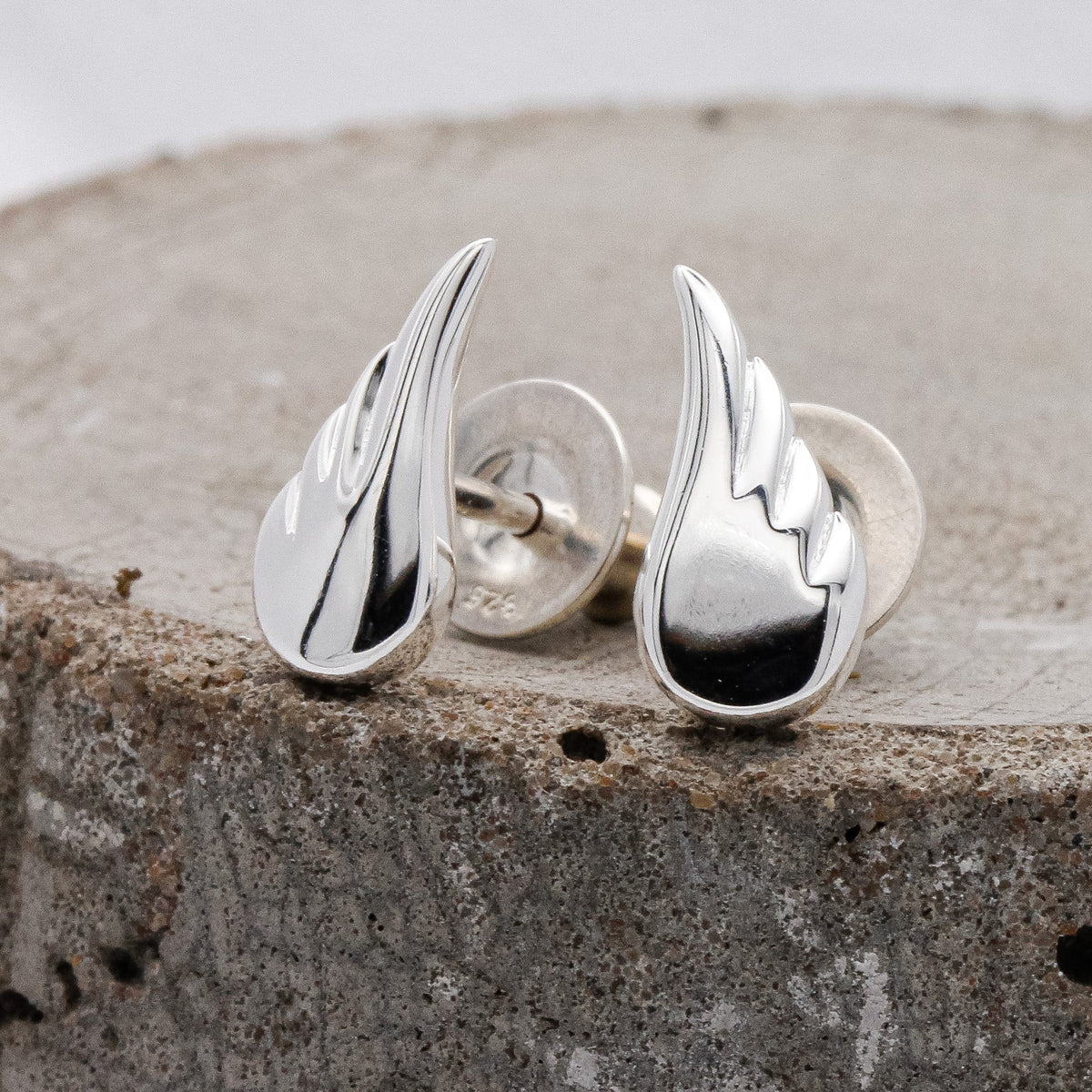 Angel Wing Silver Stud Earrings