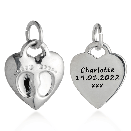 Baby Footsteps Personalised Silver Charm