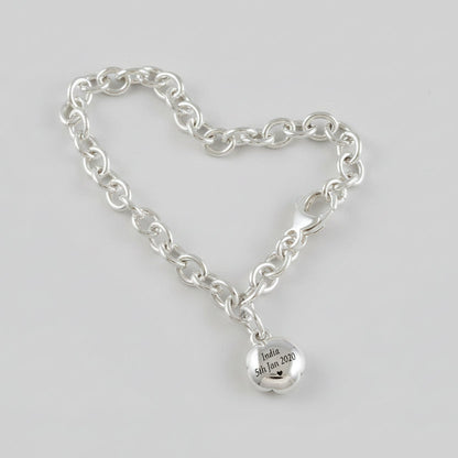 Rose Flower Personalised  Silver Charm