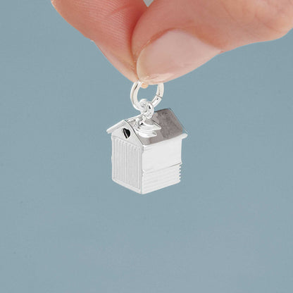 Beach Hut Personalised Silver Charm