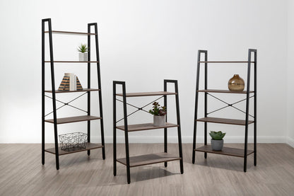 Bradbury Dark Oak Veneer 4 Tier Ladder Shelf Unit