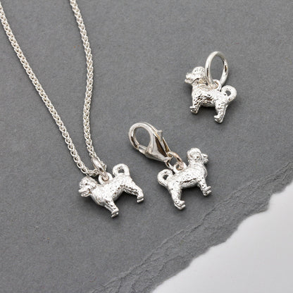 Cavapoo Silver Dog Charm