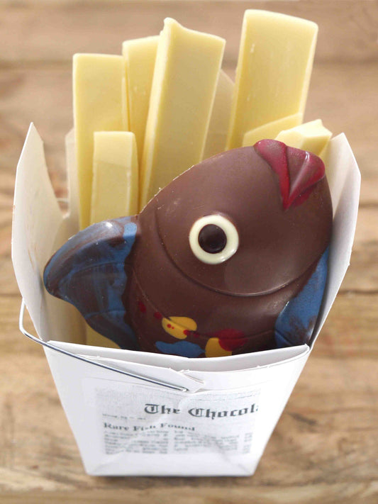 Handmade Fish and Chips - Decorated Artisan Milk and White Chocolate