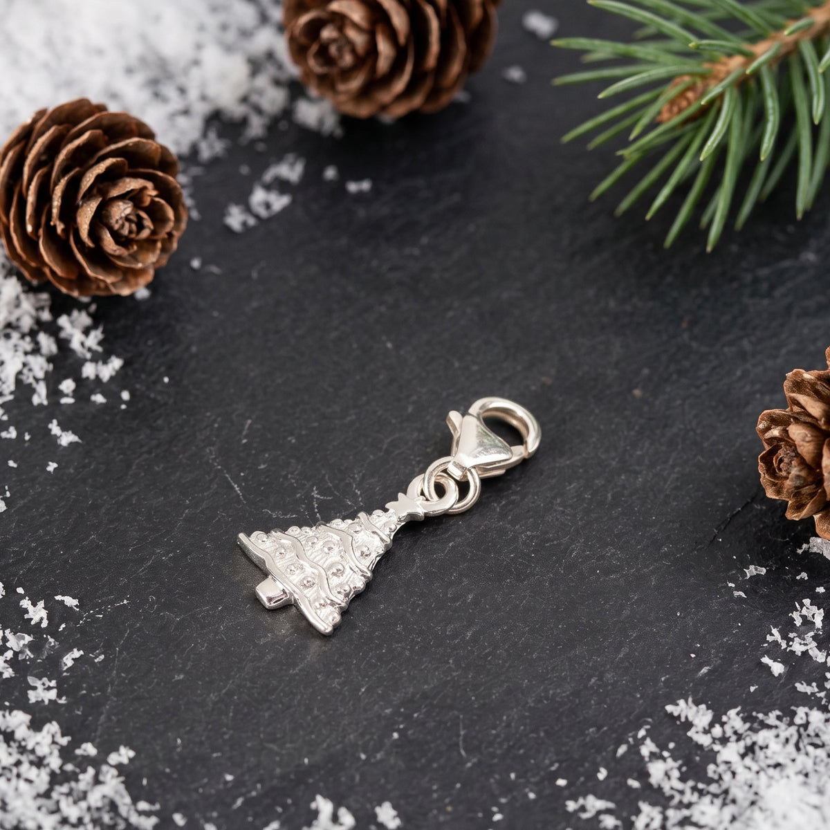 Christmas Tree Personalised Silver Charm