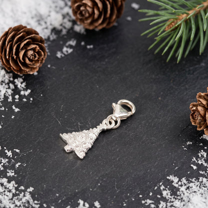 Christmas Tree Personalised Silver Charm