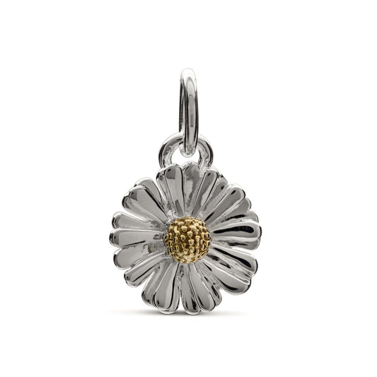 Daisy Flower Silver & Solid Gold Charm