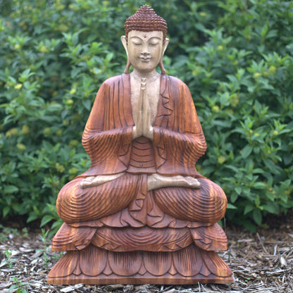 Hand Carved Buddha Statue - 40cm Welcome