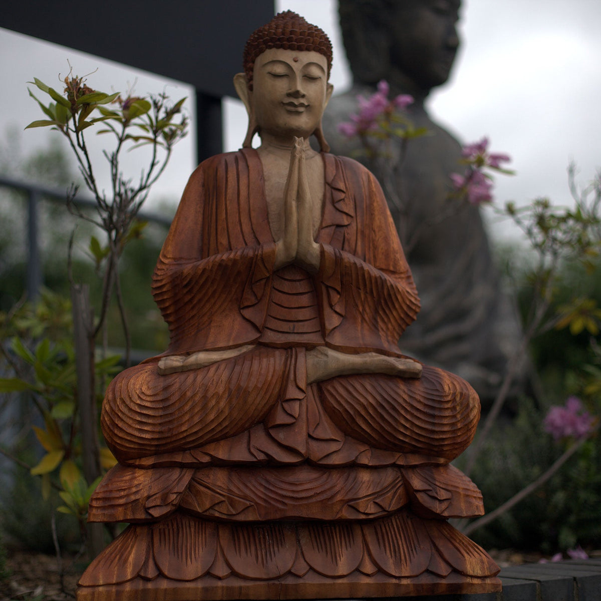 Hand Carved Buddha Statue - 40cm Welcome