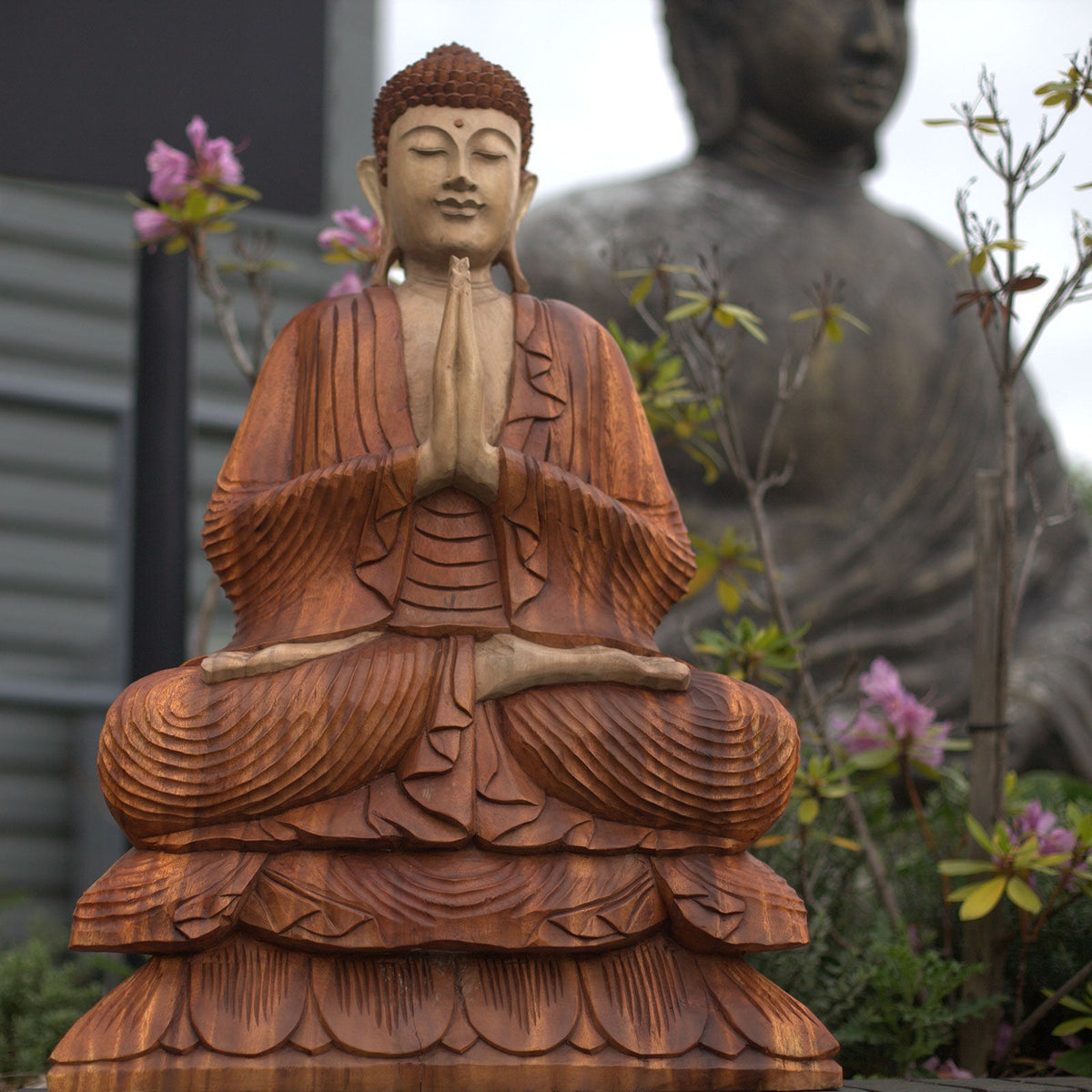 Hand Carved Buddha Statue - 40cm Welcome