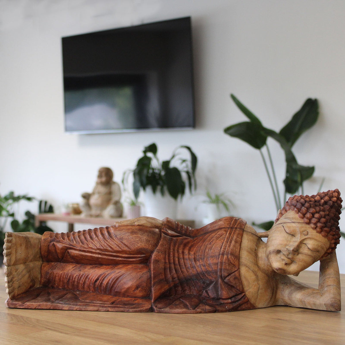 Hand Carved Buddha Statue - 40cm Welcome