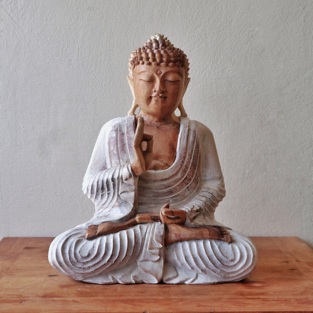Hand Carved Buddha Statue - 40cm Welcome