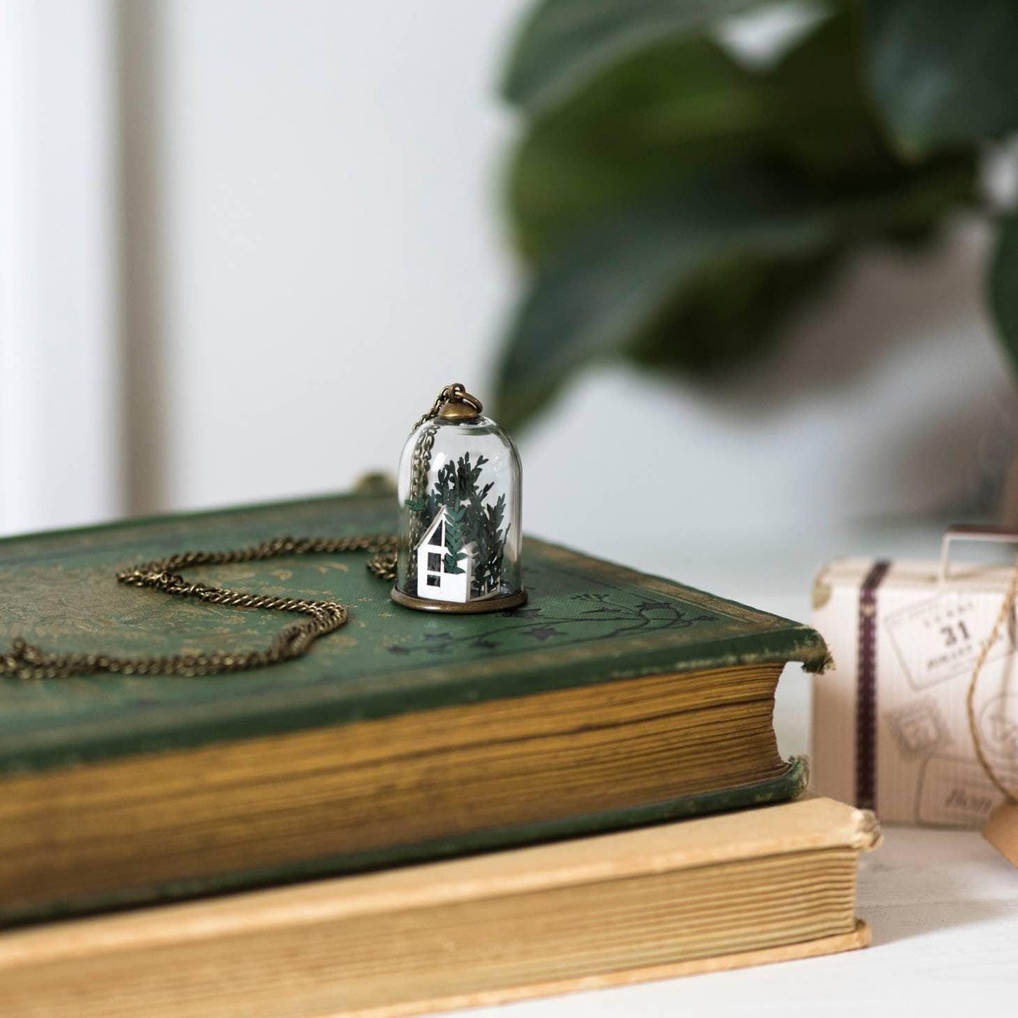 Paper Greenhouse Glass Necklace - Papercut Forest