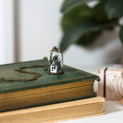 Paper Greenhouse Glass Necklace - Papercut Forest