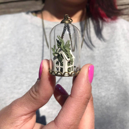Paper Greenhouse Glass Necklace - Papercut Forest