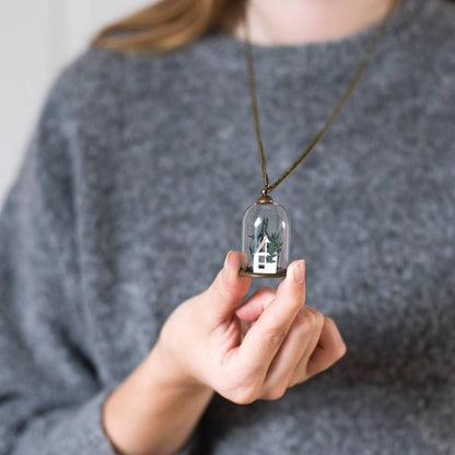 Paper Greenhouse Glass Necklace - Papercut Forest