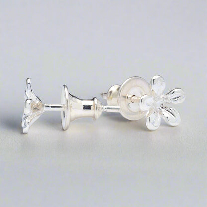 Jasmine Flower Silver Stud Earrings