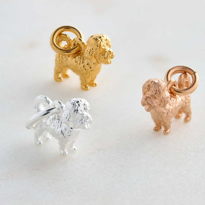 Maltipoo Silver Dog Charm