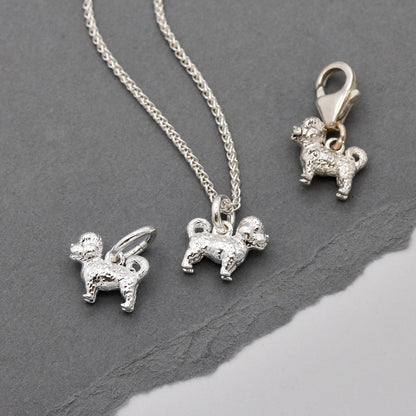 Maltipoo Silver Dog Charm