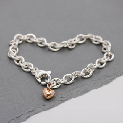 Mini Lifetime Rose Gold Heart Charm Bracelet