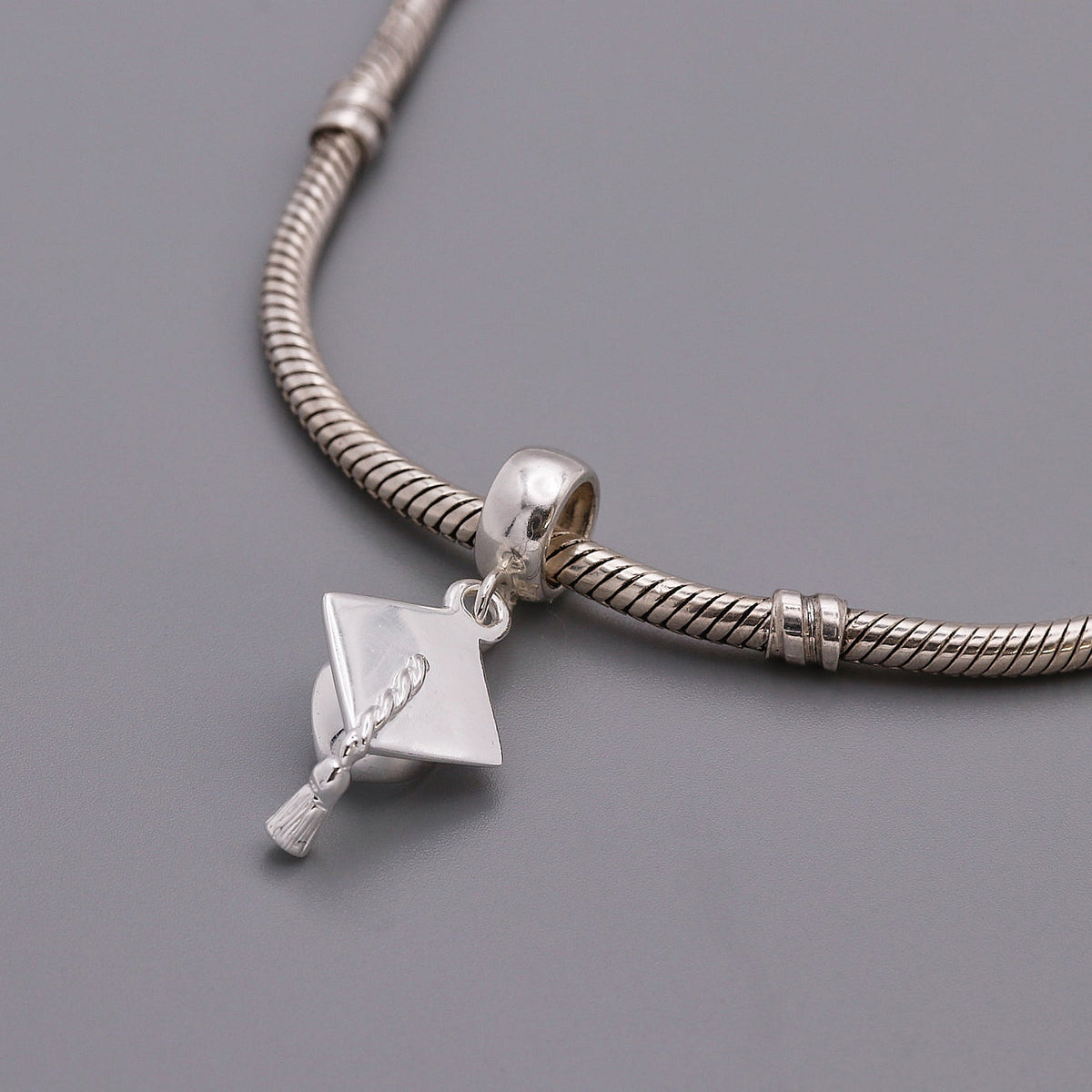 Mortar Board Graduation Cap Personalised Silver Charm