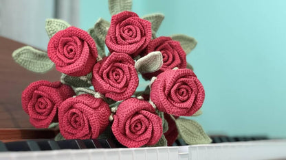 Handmade Single Crochet Rose Gift