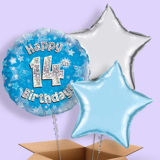 Blue 14th Birthday Balloon in a Box