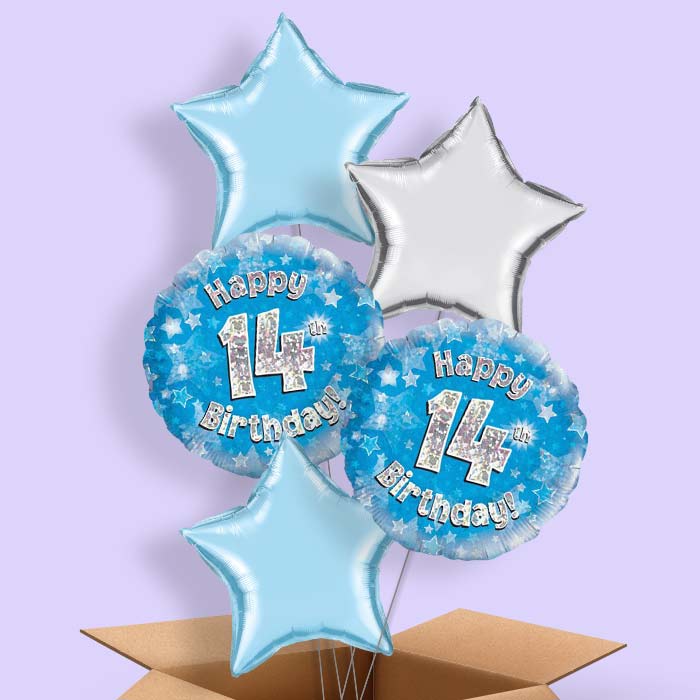 Blue 14th Birthday Balloon in a Box - 5 Balloon | Small Indoor Plants