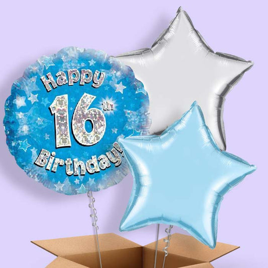 Blue Stars 16 Birthday Balloon in a Box