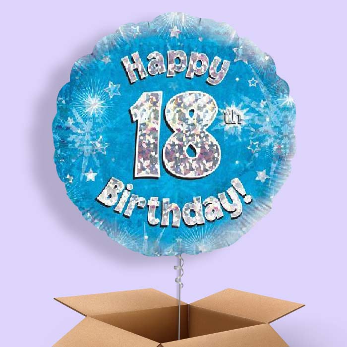 Happy 18th Birthday Blue Stars Balloon in a Box - 1 Balloon | Small Indoor Plants