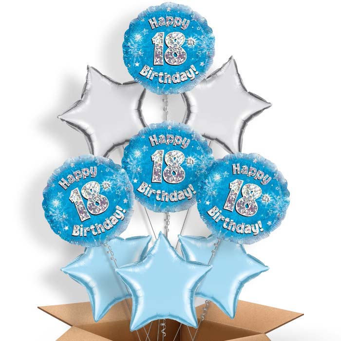 Happy 18th Birthday Blue Stars Balloon in a Box - 9 Balloon | Small Indoor Plants